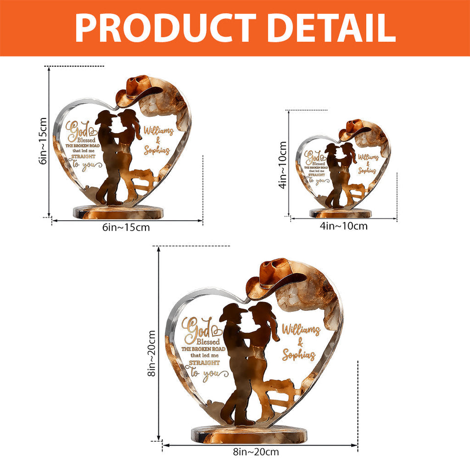 Couple Cowboy And Cowgirl God Blessed - Personalized Cowgirl Custom Shaped Acrylic Plaque