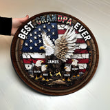 Best Grandpa Papa Dad Ever - Personalized Father Round Wood Sign