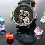 Couple Skull Watch Set With Case - Personalized Couple Hand Watch