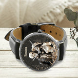 Couple Skull Watch Set With Case - Personalized Couple Hand Watch