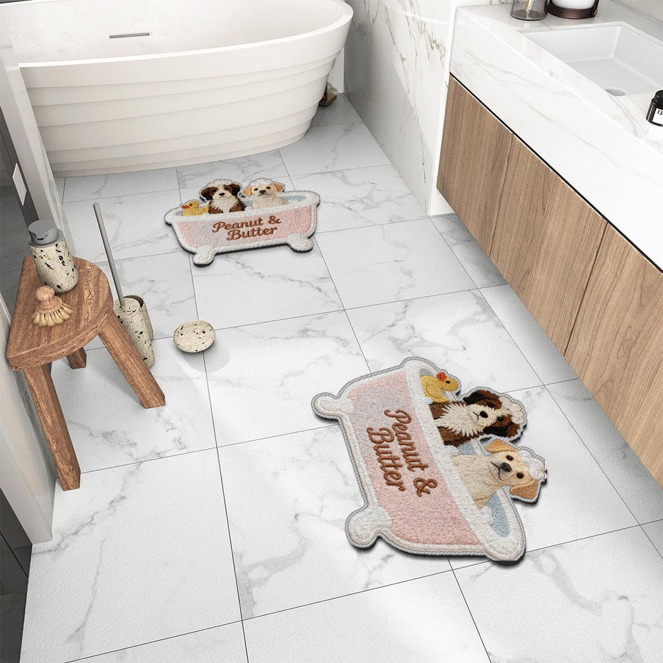 Custom Bathroom Rug For Pet Owners - Personalized Dog Non-Slip Tufted Rug