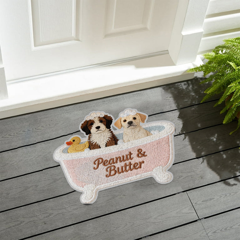 Custom Bathroom Rug For Pet Owners - Personalized Dog Non-Slip Tufted Rug