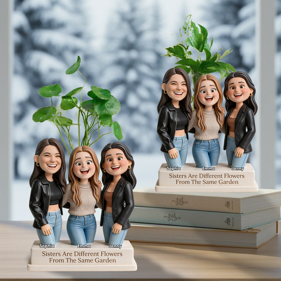 Sisters Are Different Flowers From The Same Garden - Personalized Sister Custom Shape Acrylic Flower Vase