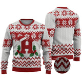 Merry Christmas Initial Letter - Personalized Family Ugly Sweater