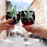 Stoned Alphabet - Personalized Weed Wine Glass With Long Stem