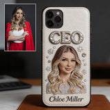 Office Decoration Custom Any Photo - Personalized Colleague 3D Embossed Leather Phone Case