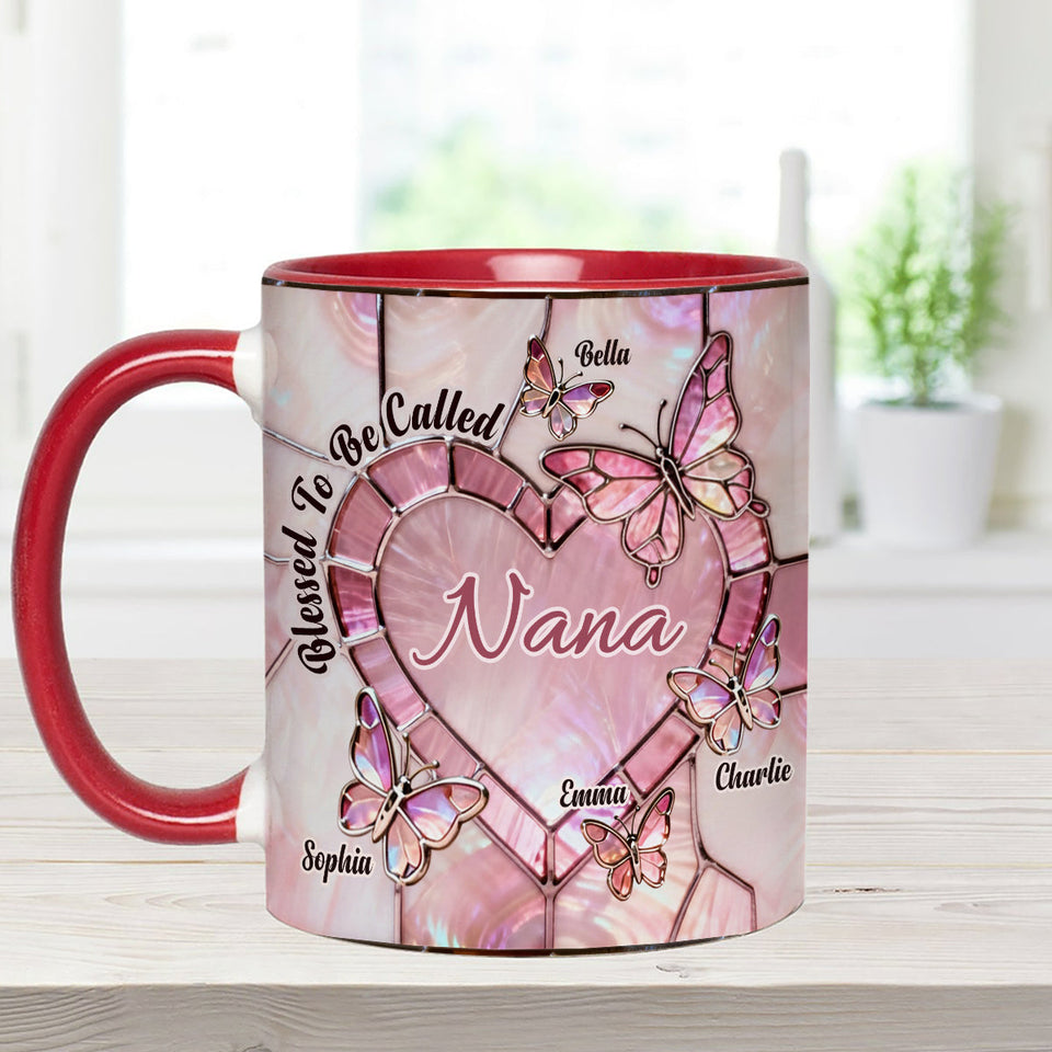 Blessed To Be Called Nana Mama Gigi Grandma - Personalized Grandma Set Accent Mug with Acrylic Stirrers