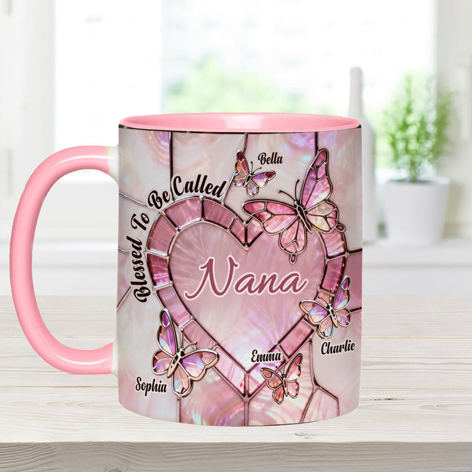 Blessed To Be Called Nana Mama Gigi Grandma - Personalized Grandma Set Accent Mug with Acrylic Stirrers