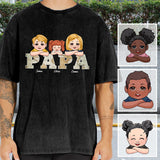 Vintage Map Papa Title - Personalized Father Wash T-shirt