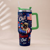 Funny Pet Chill The Fourth Out - Personalized Dog Tumbler With Plush Charm