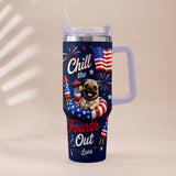Funny Pet Chill The Fourth Out - Personalized Dog Tumbler With Plush Charm