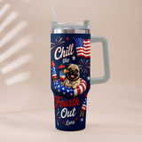 Funny Pet Chill The Fourth Out - Personalized Dog Tumbler With Plush Charm