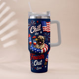 Funny Pet Chill The Fourth Out - Personalized Dog Tumbler With Plush Charm