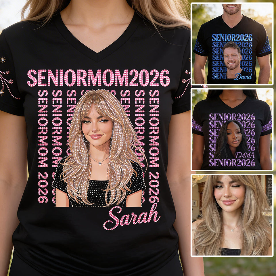 Senior2026 - Personalized Graduation Fully Printed V-Neck T-Shirt