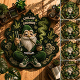 Smoking Gnome, It's 420 Somewhere - Personalized Weed Shaped Doormat/ Rug