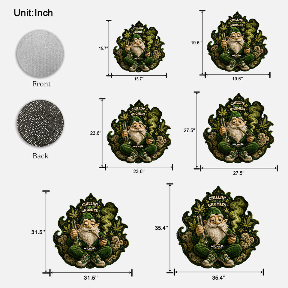 Smoking Gnome, It's 420 Somewhere - Personalized Weed Shaped Doormat/ Rug