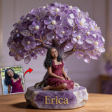 Any Photo Birthstone Style Flower Tree - Personalized Birth Stone Custom Shaped Acrylic Plaque