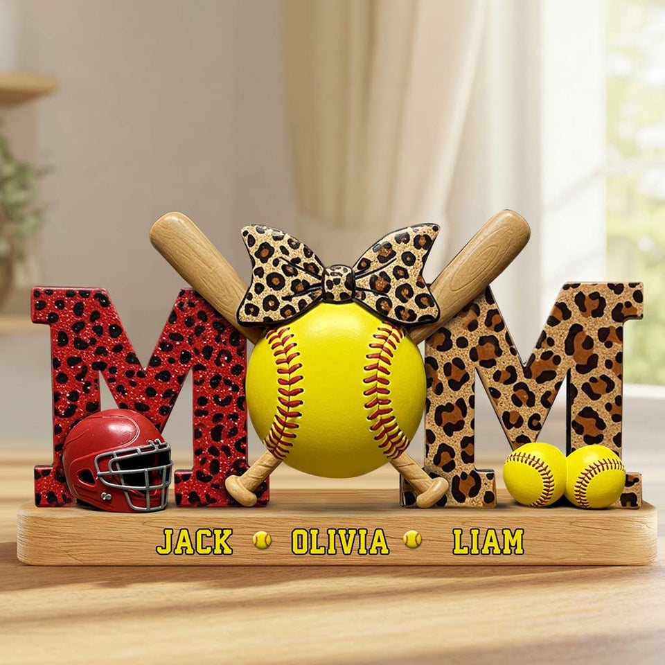 Softball Mom - Personalized Softball Custom Shaped Acrylic Plaque