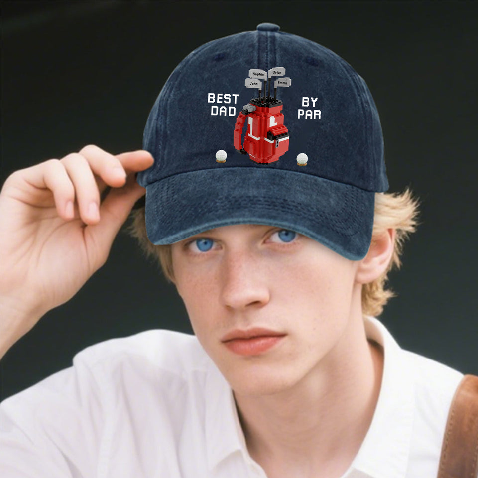 Best Dad By Par - Personalized Golf Washed Denim Cap