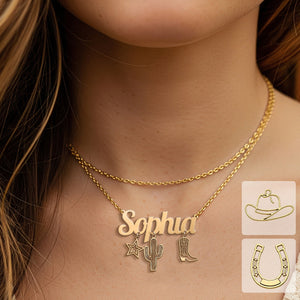 Cowgirl Era - Personalized Cowgirl Necklace With Charms