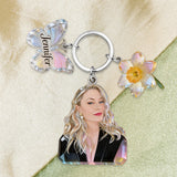 Custom Any Photo Birthmonth Flower - Personalized Self Love Keychain With Charms