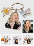 Custom Any Photo Birthmonth Flower - Personalized Self Love Keychain With Charms