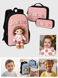 Kid Backpack, Lunch Bag, Pencil Case - Personalized Kid Back-To-School Combo & Plush Brooch