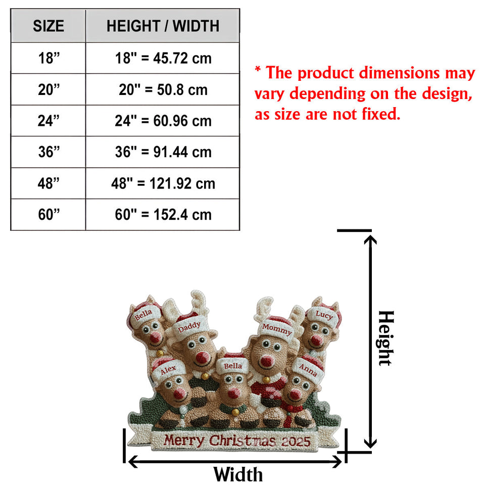 Cute Reindeer Holiday - Personalized Family Non-Slip Tufted Rug