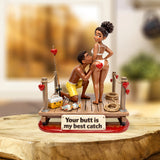 Naughty Couple Fishing - Personalized Fishing Custom Shaped Acrylic Plaque
