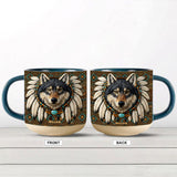 Native American Wolf - Personalized American Indian Printed Pottery Mug