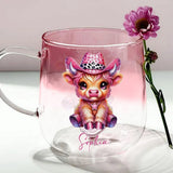 Cute Highland Cow - Personalized Highland Cow Gradient Glass Mug