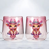 Cute Highland Cow - Personalized Highland Cow Gradient Glass Mug