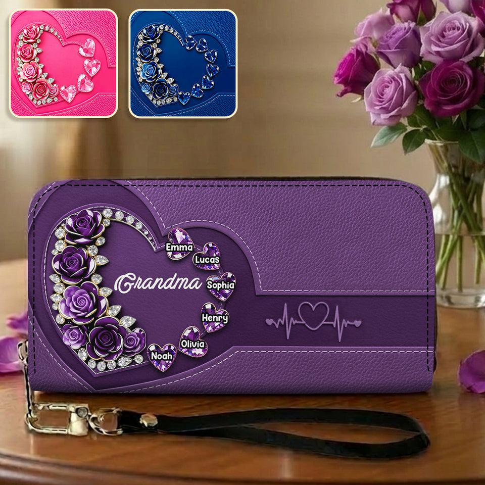 Best Mom Grandma Nana Ever - Personalized Mother Leather Long Wallet