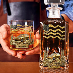 Cool Gift For Car Lover - Personalized Car Lover Whiskey Decanter Set