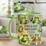Just A Girl Who Loves Frogs - Personalized Frog Set Accent Mug with Acrylic Stirrers