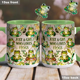 Just A Girl Who Loves Frogs - Personalized Frog Set Accent Mug with Acrylic Stirrers