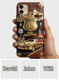 Route 66 100th Anniversary - Personalized Car Lover Leather Phone Case