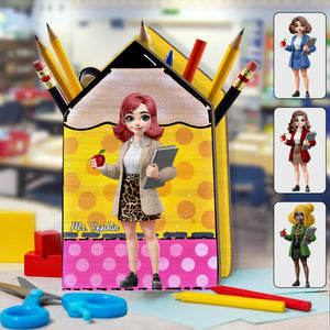 Best Teacher Ever - Personalized Teacher Wooden Pen Holder