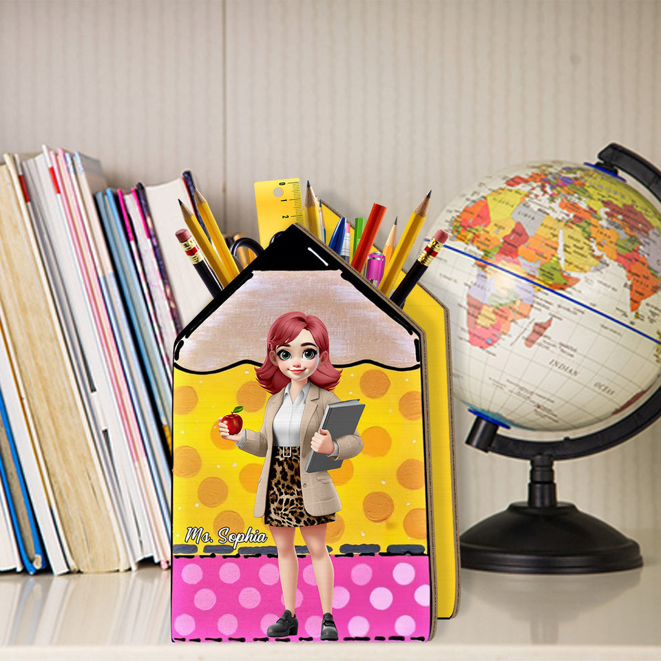 Best Teacher Ever - Personalized Teacher Wooden Pen Holder