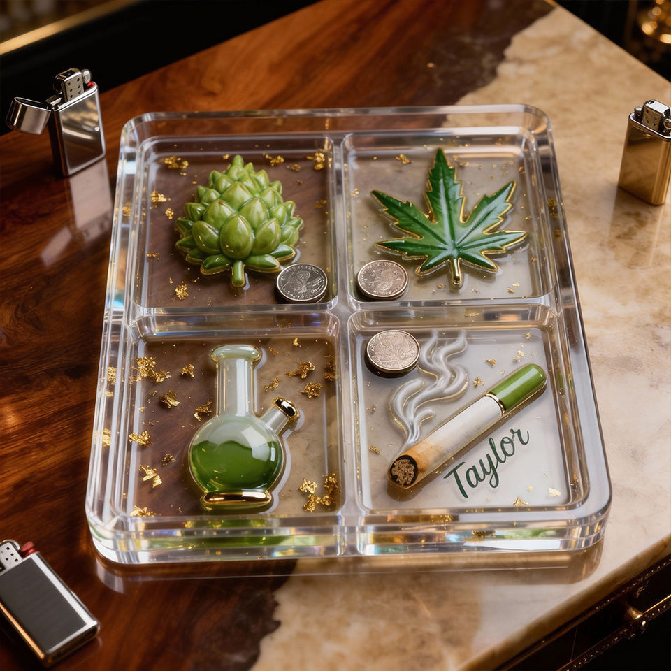 Green Magic Leaf - Personalized Weed Catch-All Tray