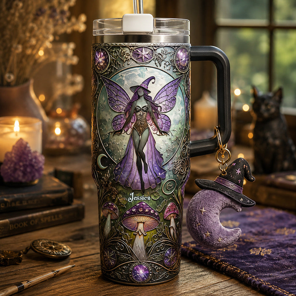 Beautiful Witch - Personalized Witch Tumbler With Plush Charm