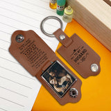 Here A Keychain To Remind I Love You - gift for husband, wife, boyfriend, girlfriend - Personalized Leather Photo Keychain