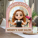 Welcome Sign For Hair Salon - Personalized Hairdresser LED Light Acrylic Sign
