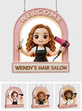 Welcome Sign For Hair Salon - Personalized Hairdresser LED Light Acrylic Sign