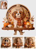 Hello Fall - Personalized Dog Wooden Floating Shelf