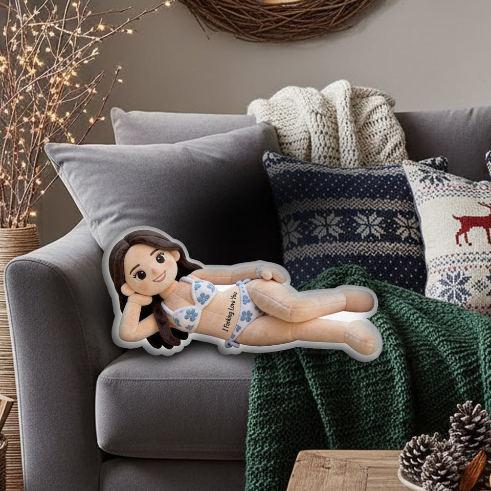 Romantic & Naughty - Personalized Spicy Couple Faux Fur Shaped Pillow