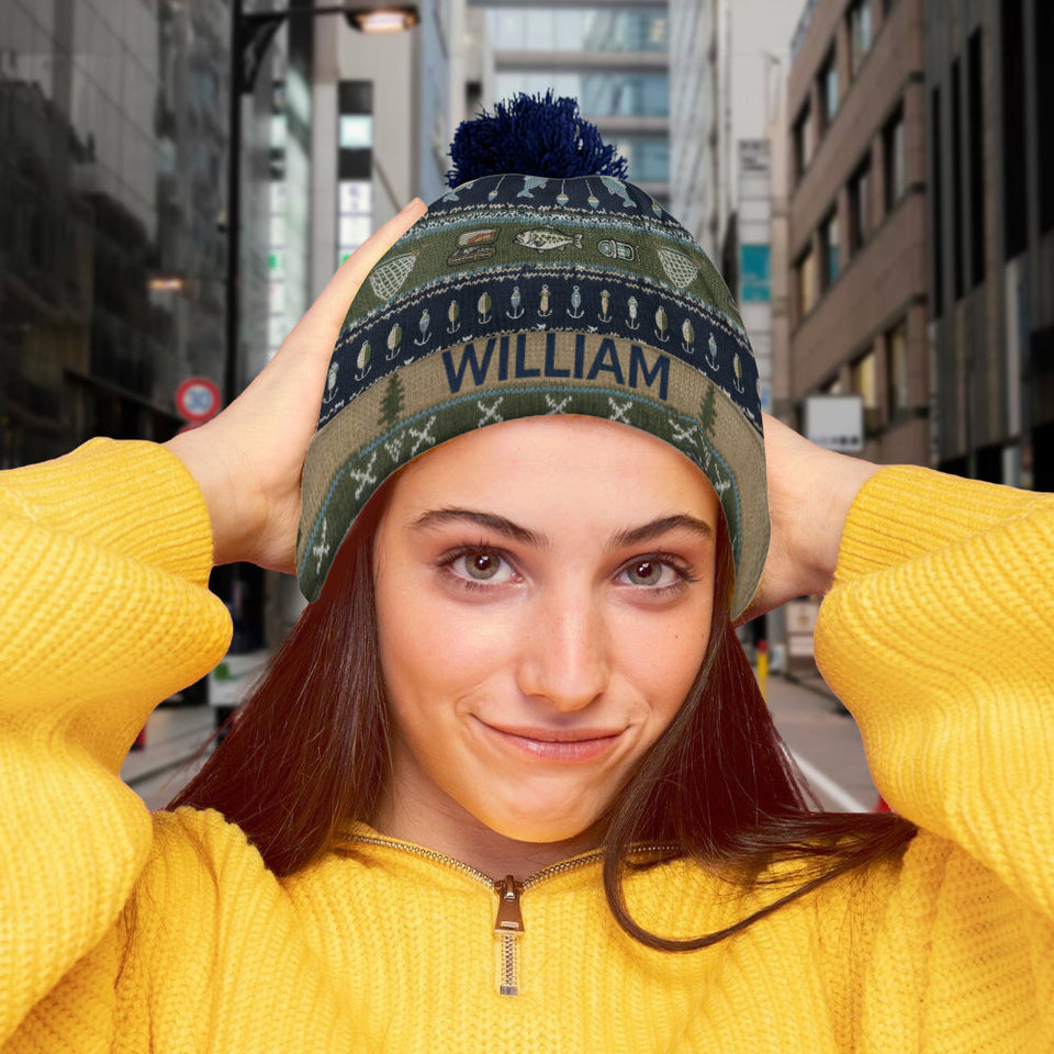 Hooked on Fishing - Personalized Fishing Beanie Hat