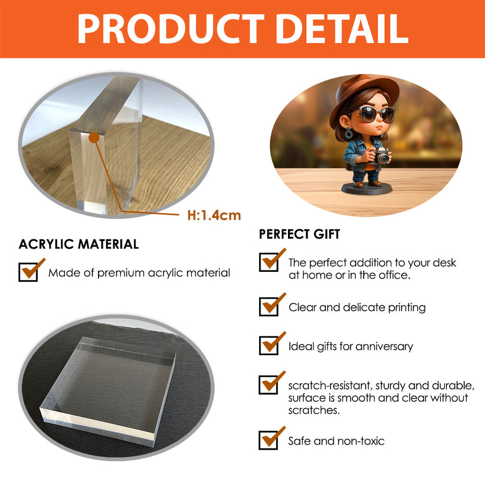 Exaggerated Proportions Cartoon Style - Personalized Travelling Custom Shaped Acrylic Plaque