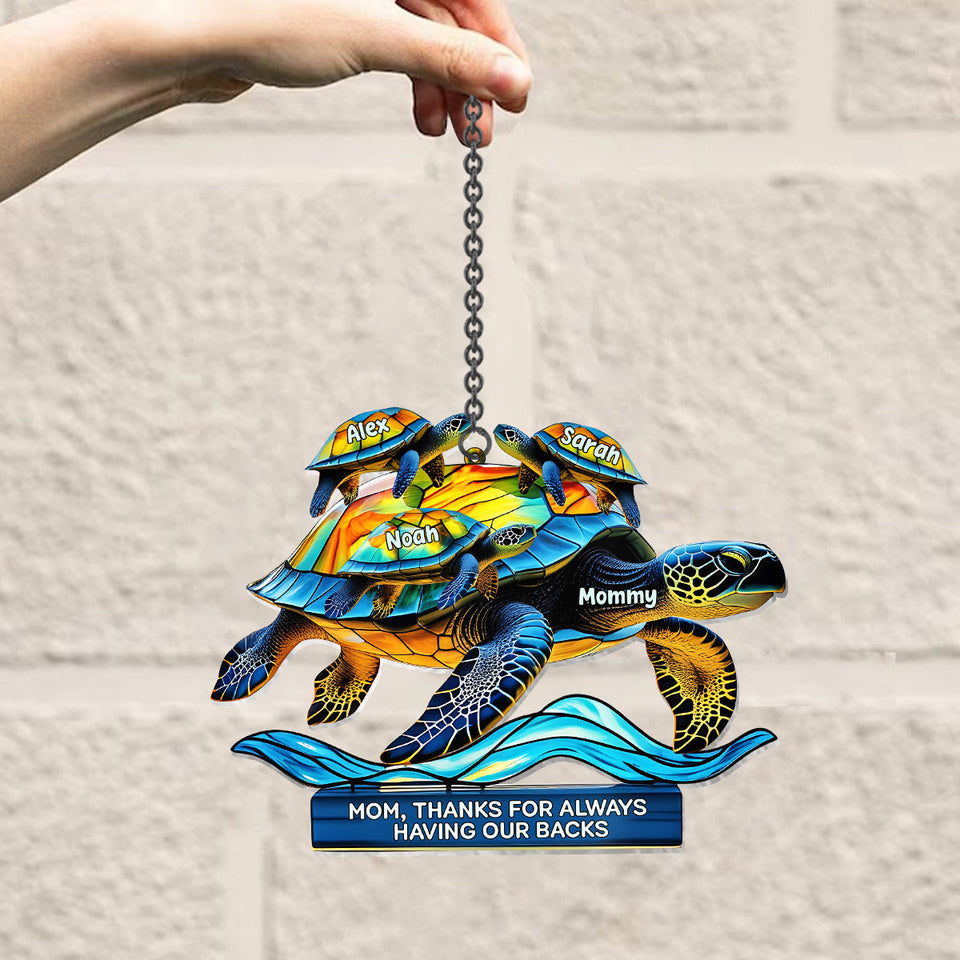 Mom, Thank For Always Having Out Back - Personalized Mother Window Hanging Suncatcher Ornament