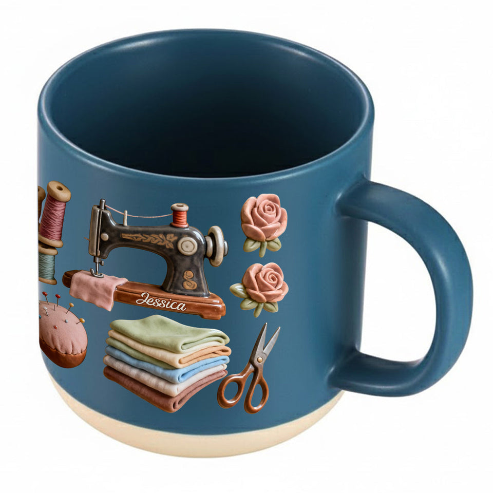 Love Sewing - Personalized Sewing Printed Pottery Mug